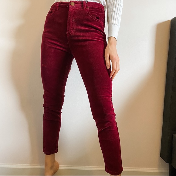 PrettyLittleThing Pants - NWT High Rise Burgundy Corduroy Skinny Jeans